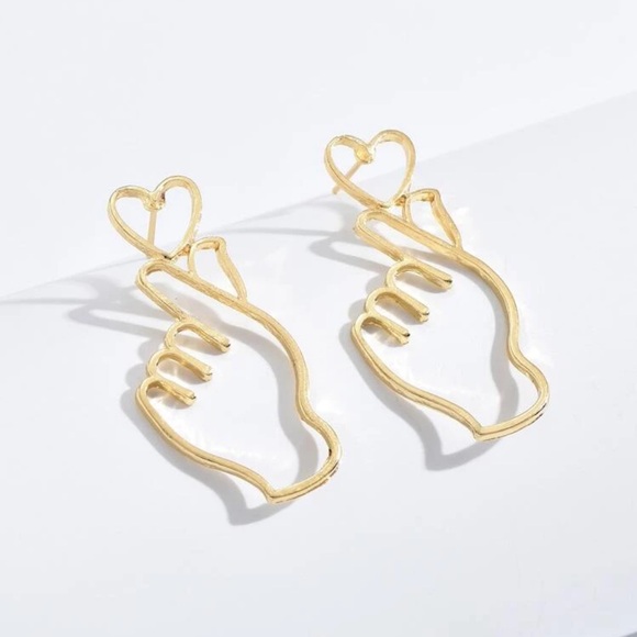 Red Heart in Hand Earrings - Picture 2 of 3